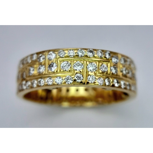 64 - AN 18K YELLOW GOLD DIAMOND SET BAND RING 1.20CT , 6.3G TOTAL WEIGHT, SIZE J/K. REF: LIAM 5001