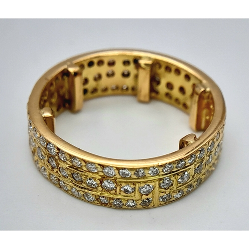 64 - AN 18K YELLOW GOLD DIAMOND SET BAND RING 1.20CT , 6.3G TOTAL WEIGHT, SIZE J/K. REF: LIAM 5001