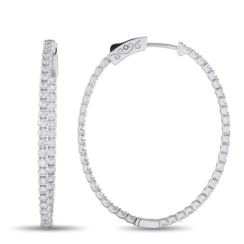 1179 - A pair of 14K White Gold 2.15ct Lab-Grown Diamond Hoop Earrings. Brand new condition, comes with a g... 