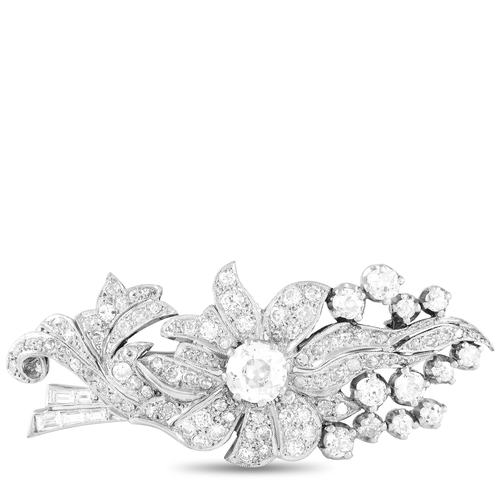 409 - An impressive sophisticated Platinum 4.31ct Diamond floral Brooch. A 1.61 carat round-cut Diamond at... 