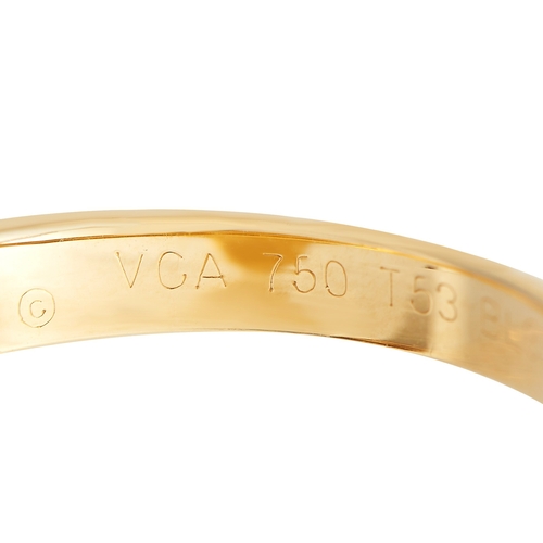 554 - WITHDRAWN - A Van Cleef & Arpels Alhambra Diamond and Coral Ring. Features a yellow gold band topped... 