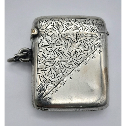 1343 - AN ANTIQUE SILVER VESTA CASE 27.5G TOTAL WEIGHT, HALLMARKED BIRMINGHAM 1902. 

ref: TAN 3002