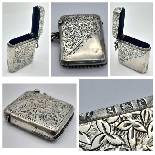 1343 - AN ANTIQUE SILVER VESTA CASE 27.5G TOTAL WEIGHT, HALLMARKED BIRMINGHAM 1902. 

ref: TAN 3002