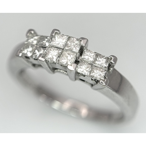 1294 - AN 18K WHITE GOLD DIAMOND RING 0.60CT , 4.5G TOTAL WEIGHT, SIZE P. Ref: JR 6 - 1