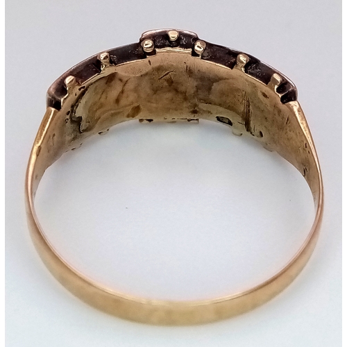 1014 - A 15K YELLOW GOLD ANTIQUE DIAMOND & PEARL RING 2.2G SIZE M , HALLMARKED CHESTER 182. Ref: SC 4030