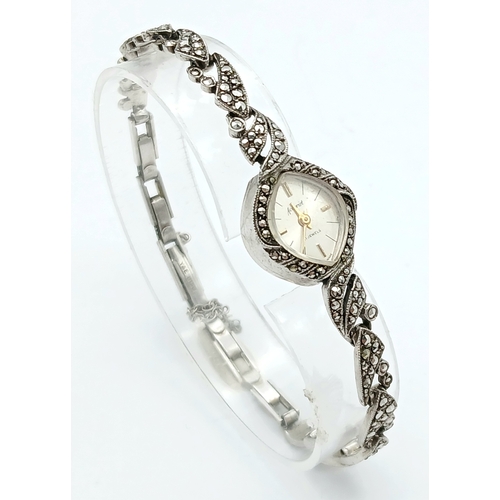 A Vintage Sterling Silver and Marcasite Accurist Ladies Watch. Sterling ...