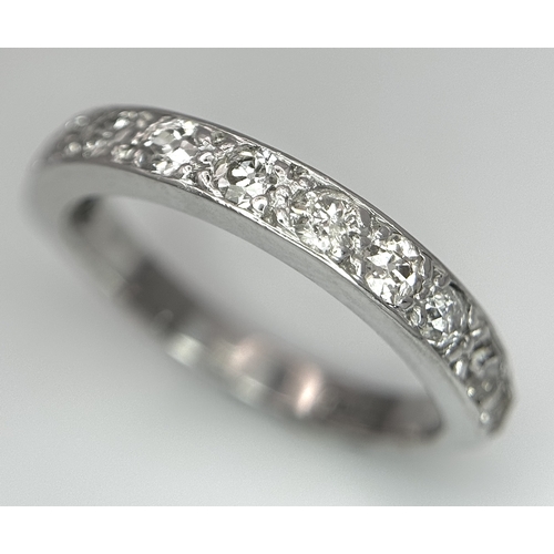 917 - AN 18K WHITE GOLD DIAMOND HALF ETERNITY RING, 0.33CT DIAMOND WEIGHT, 3.7G TOTAL WEIGHT, SIZE L. REF:... 