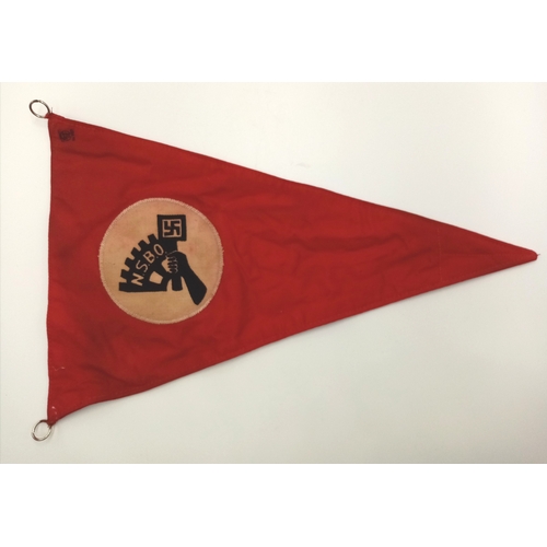 1374 - A WW2 Era Third Reich N.S.B.O. Banner. Makers mark in corner. 24 x 37cm