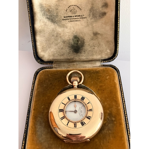 126 - Vintage 9 CARAT GOLD LONGINES HALF HUNTER POCKET WATCH. 17 Jewels. Swiss Made. No: 3840861. Supplied... 