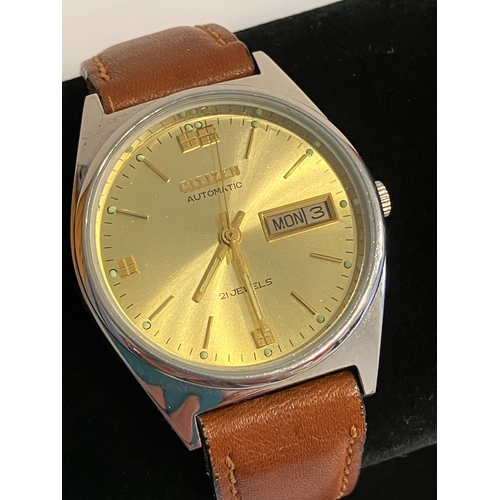 1367 - Gentleman’s Rare vintage CITIZEN AUTOMATIC WRISTWATCH.  21 JEWELS DAY/DATE MODEL. Finished in stainl... 