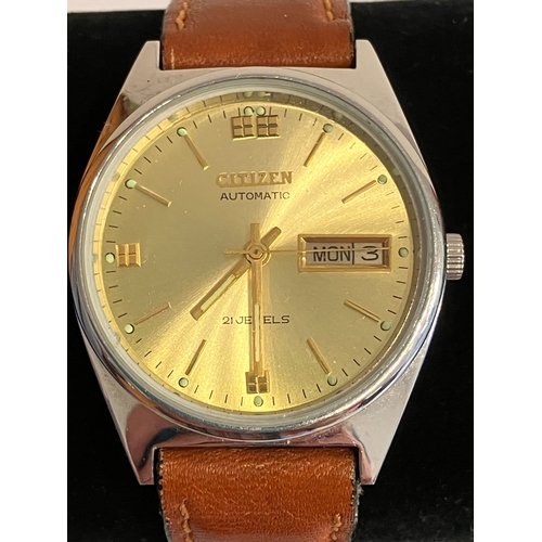 1367 - Gentleman’s Rare vintage CITIZEN AUTOMATIC WRISTWATCH.  21 JEWELS DAY/DATE MODEL. Finished in stainl... 