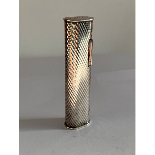 140 - Rare Vintage DUNHILL SILVER (PLATED?) STICK LIGHTER. Spiral twist design. Full working order. Excell... 