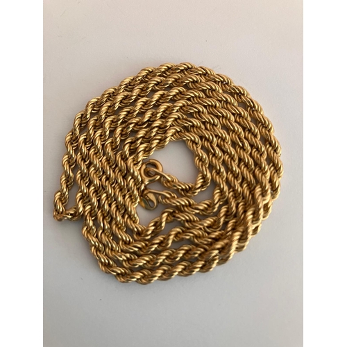 182 - Beautiful 9 CARAT GOLD ROPE NECKLACE. Fully hallmarked. 5.5 GRAMS. Longer length 56 cm.