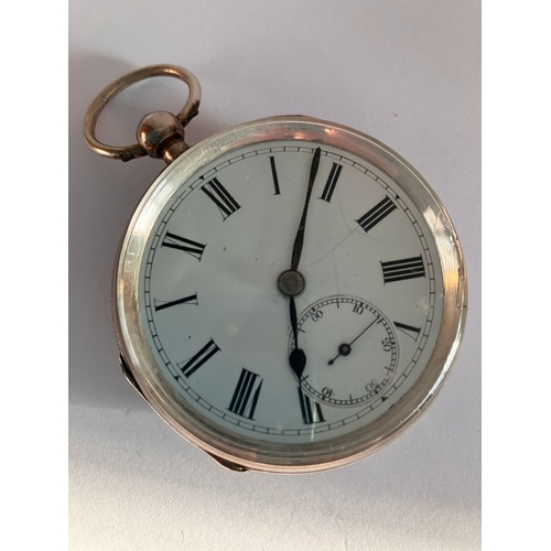 238 - Classic Antique SILVER POCKET WATCH. Open face. Having full hallmark for Samuel Beaumont, Chester 18... 