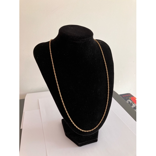 266 - Classic 9 CARAT GOLD ROPE NECKLACE.  7.5 Grams.  Longer length at 60 cm (24”).