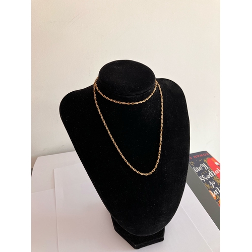 266 - Classic 9 CARAT GOLD ROPE NECKLACE.  7.5 Grams.  Longer length at 60 cm (24”).