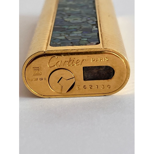 280 - Extremely Rare CARTIER 18 Carat GOLD PLATED OPAL MOSAIC LIGHTER.  No: 62130. Beautiful condition. Fu... 