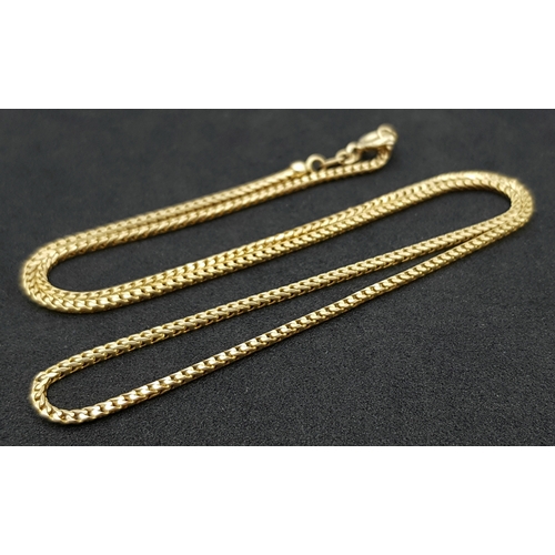 549 - An Italian 14K Yellow Gold Foxtail Link Necklace. 6g. 44cm.