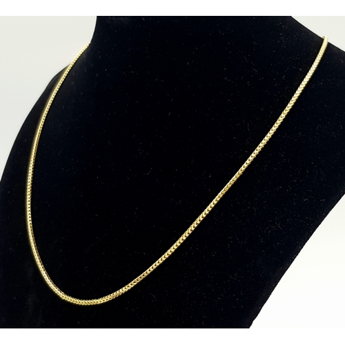 549 - An Italian 14K Yellow Gold Foxtail Link Necklace. 6g. 44cm.