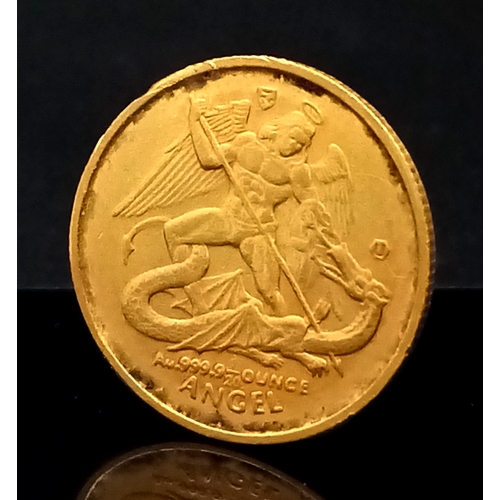 216 - A 1994 ISLE OF MAN ANGEL PURE GOLD COIN - 999.9 PURITY. 1/20OZ/ 1.6G.