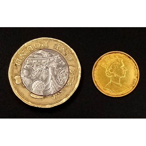 216 - A 1994 ISLE OF MAN ANGEL PURE GOLD COIN - 999.9 PURITY. 1/20OZ/ 1.6G.