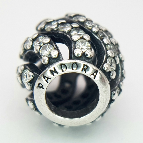 1137 - A PANDORA STERLING SILVER STONE SET CHARM - 1.7G. SC5026.