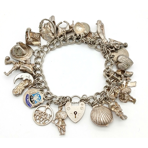 1347 - Vintage SILVER CHARM BRACELET.Having SILVER DOUBLE LINKS with HEART PADLOCK CLASP. Absolutely packed... 