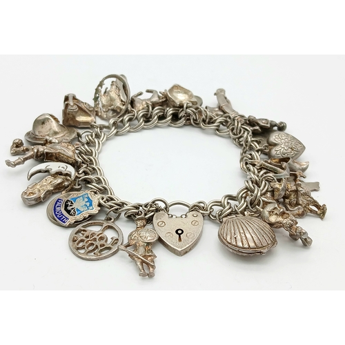 1347 - Vintage SILVER CHARM BRACELET.Having SILVER DOUBLE LINKS with HEART PADLOCK CLASP. Absolutely packed... 