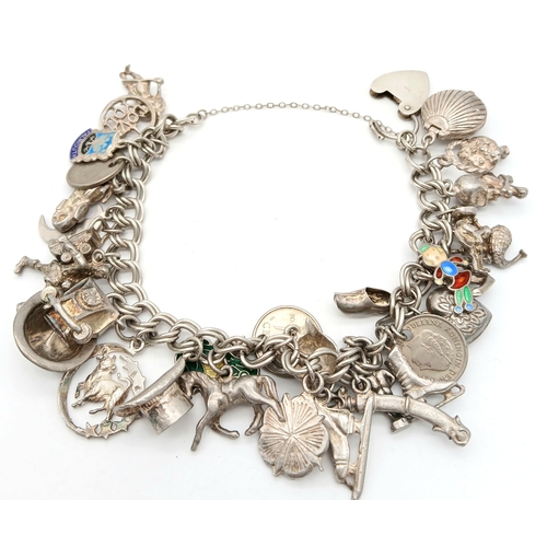 1347 - Vintage SILVER CHARM BRACELET.Having SILVER DOUBLE LINKS with HEART PADLOCK CLASP. Absolutely packed... 