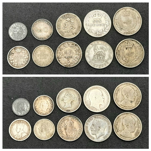 1306 - Ten Pre 1920 Silver World Coins. 22g