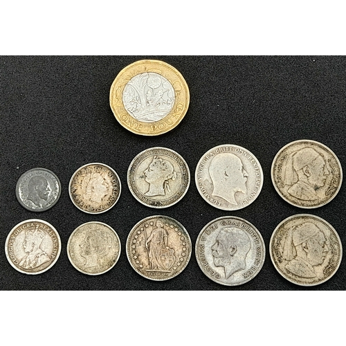 1306 - Ten Pre 1920 Silver World Coins. 22g