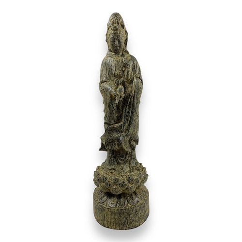 1176 - A rare and large vintage hand carved Agarwood Guanyin deity Statue. The natural agarwood fragrance i... 