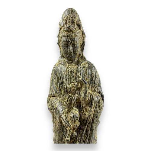 1176 - A rare and large vintage hand carved Agarwood Guanyin deity Statue. The natural agarwood fragrance i... 