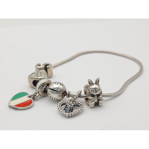 1188 - A Pandora Silver Bracelet with Charms. Original packaging.