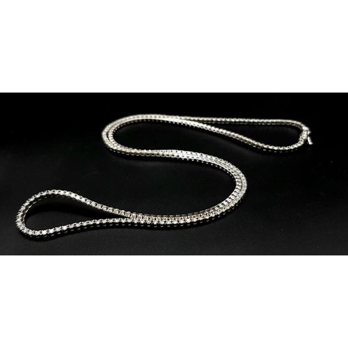 7 - An Icebox 14k White Gold Diamond Tennis Necklace. 256 brilliant round cut diamonds - 7ctw, approx. 5... 