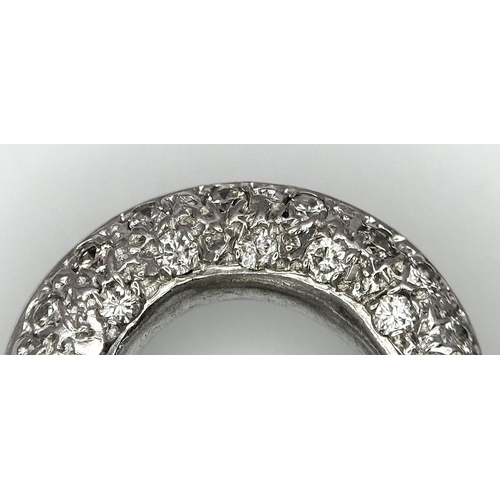 84 - A Fancy 14K White Gold and Diamond Encrusted Six Row Necklace Clasp. 23.3g total weight.