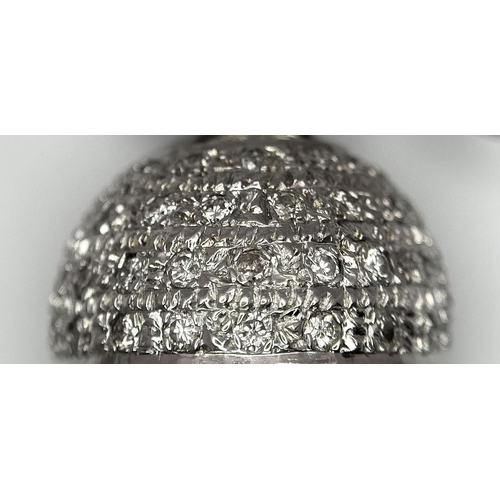 84 - A Fancy 14K White Gold and Diamond Encrusted Six Row Necklace Clasp. 23.3g total weight.