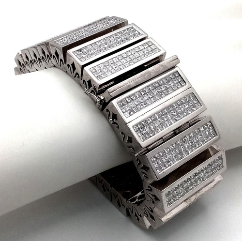 14 - A Magnificent 58ctw (approx) Diamond Bracelet! This 14K White Gold, 309g (total weight) masterpiece ... 