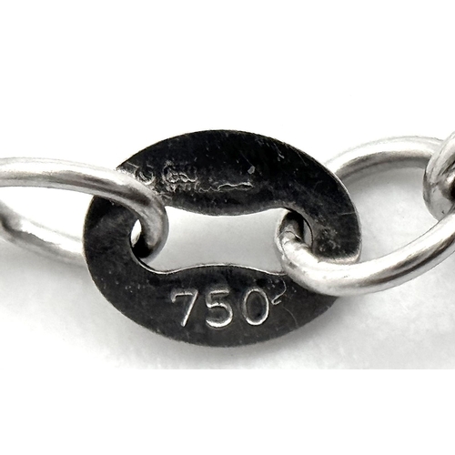 343 - An 18K White Gold Necklace with Nine Pearl Decoration. 7.4g total weight. Pearls, 7/8mm. 44cm length... 