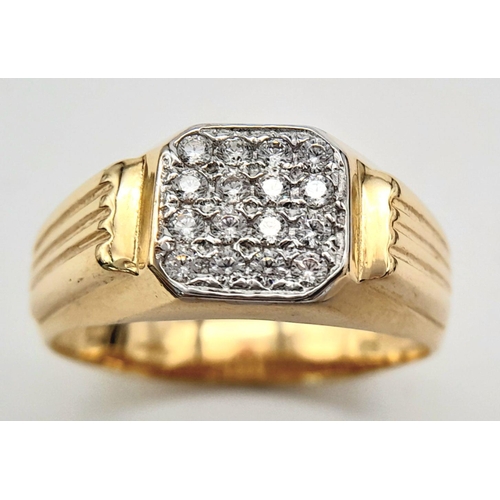389 - A GENTS 9K GOLD PINKY RING WITH DIAMOND FRONT .   3.2gms    size W