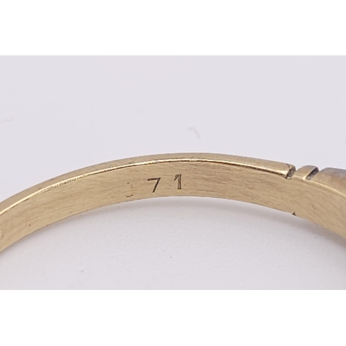 417 - A Vintage 18K Gold and Platinum Five Diamond Ring. Size Q. 2.9g total weight.