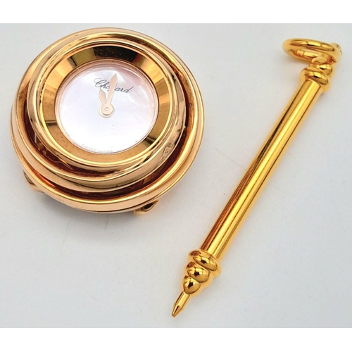 175 - A SOLID 18K GOLD CHOPARD LADIES WATCH WITH FABULOUS PINK MOTHER OF PEARL DIAL, NEEDS LUG AND STRAP (... 