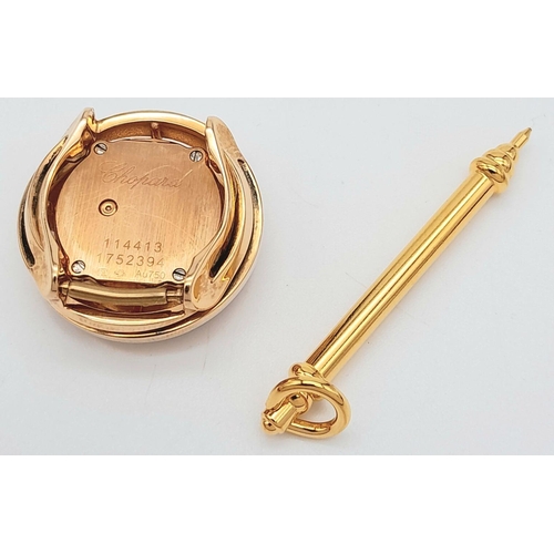 175 - A SOLID 18K GOLD CHOPARD LADIES WATCH WITH FABULOUS PINK MOTHER OF PEARL DIAL, NEEDS LUG AND STRAP (... 