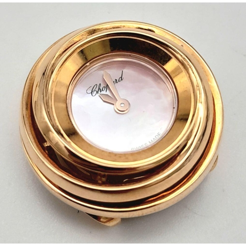 175 - A SOLID 18K GOLD CHOPARD LADIES WATCH WITH FABULOUS PINK MOTHER OF PEARL DIAL, NEEDS LUG AND STRAP (... 