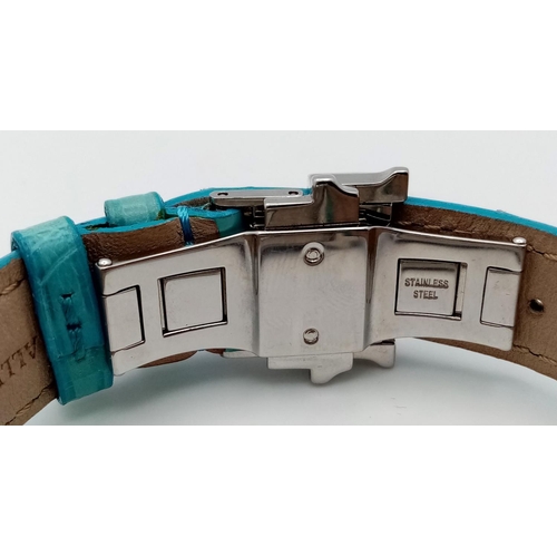 685 - A Cuervo Sobrinos Habana Automatic Ladies Watch. Blue leather strap. Stainless steel case - 29mm. Bl... 