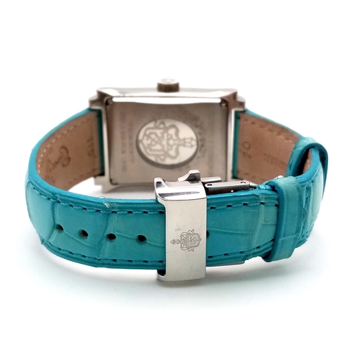 685 - A Cuervo Sobrinos Habana Automatic Ladies Watch. Blue leather strap. Stainless steel case - 29mm. Bl... 