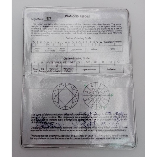 161 - A 1.005ct Brilliant Round Cut Diamond. VVS2 Clarity. H Colour. IDL certificate.