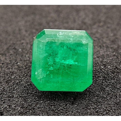 734 - A 1.66ct NATURAL EMERALD IN EMERALD SHAPE , COMES WITH THE INDEPENDANT LABORATORY REPORT.