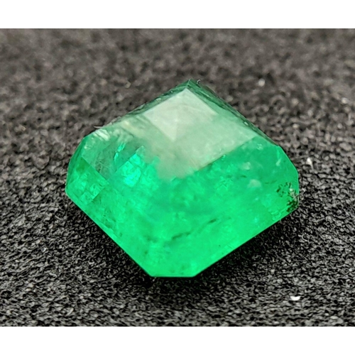 734 - A 1.66ct NATURAL EMERALD IN EMERALD SHAPE , COMES WITH THE INDEPENDANT LABORATORY REPORT.
