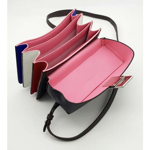 727 - A Sassy Volon Multi-Coloured Leather Hand/Shoulder Bag. Red, white, blue and brown leather exterior.... 